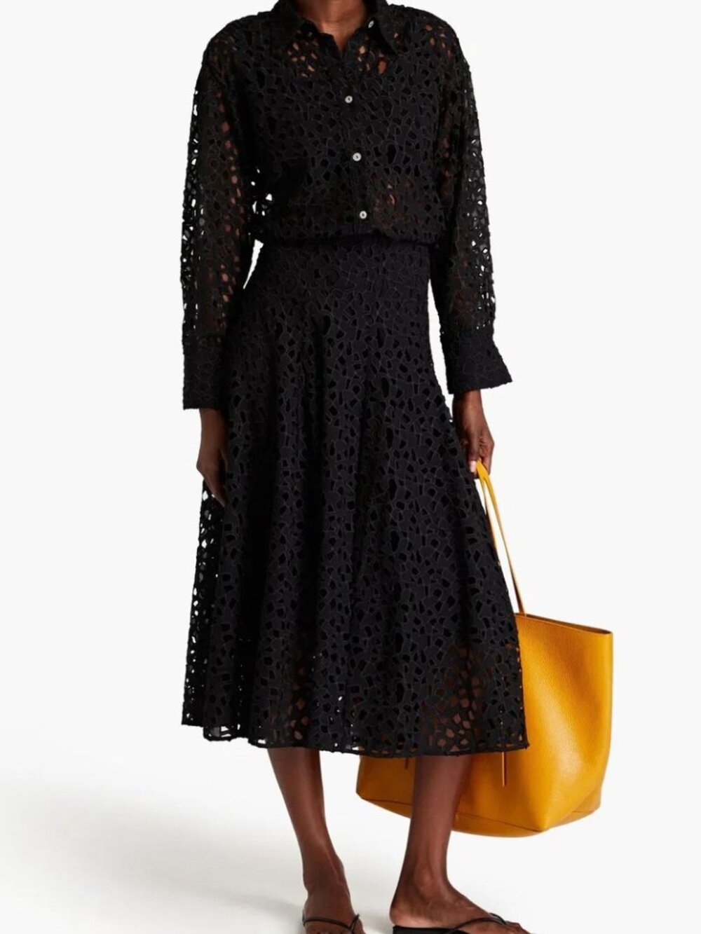 VINCE Eyelet/Broderie Anglaise Cotton Midi Skirt Size US 4